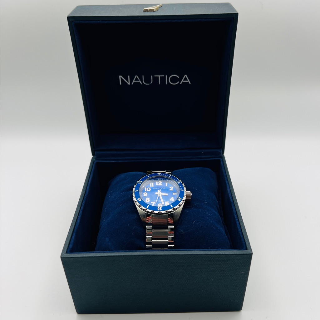 Nautica Blue And Silver Watch With Stainless Steel Band